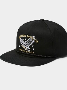 Brixton black unisex embroidered eagle logo flat-visor cap hat NWT